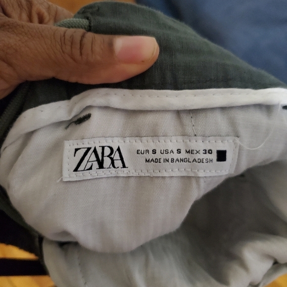 Zara Womens Linen Blend Pants Relaxed Fit Drawstring Waist Olive Green Size S - Picture 5 of 9